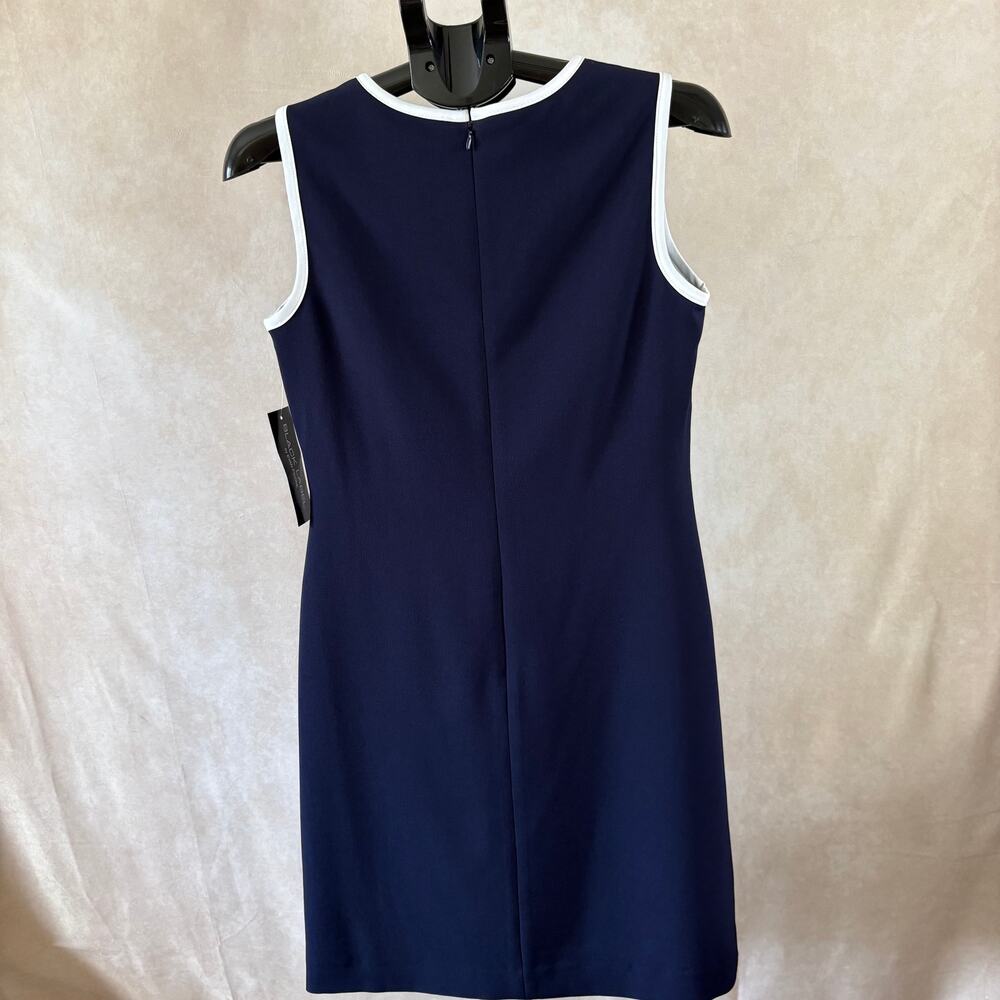Black Label by Evan-Picone Navy & White Sleeveless Sheath Dress Size 4 Career - Picture 7 of 14
